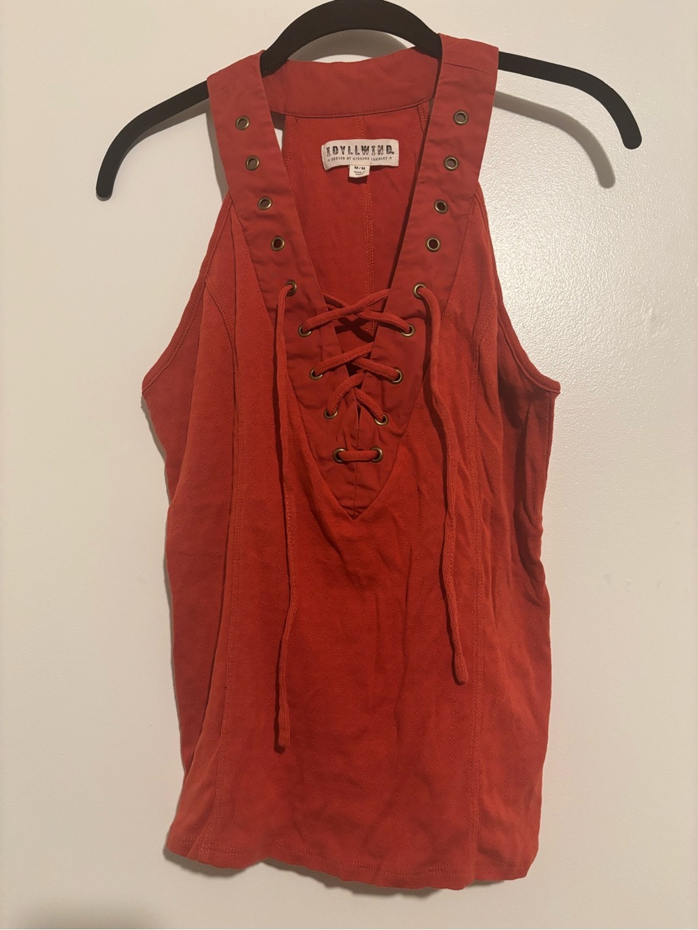 Lace-Up Sleeveless Tank Top - Red